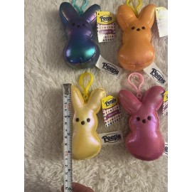 Peeps Easter Plush 4" Metallic Shimmer Bunny Backpack Clip Set Of 4 2025