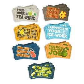 70 Punny Kudos Cards - Thank You Appreciation & Recognition Inspirational Blank Back Postcard – School Lunch Box Kids Notes – Business Employee Motivational Affirmation Gift – Teacher Reward Stationary