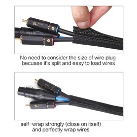 Unifizz 1/2 inch-10 ft Cord Protector Wire Loom - Black Polyethylene Tubing for Cable Protection - Ideal for Cable Organizer, Wire Management