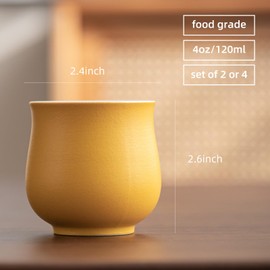 Dicmracy 4-Oz Ceramic Espresso Cups Set - Multi-Color, Handle-Free Design for Home & Cafe | Dishwasher-Safe Stoneware Cups (yellow, 2)