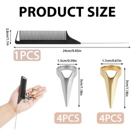 9 Pieces Braiding Finger Tool Hair Parting Tool for Fingers Parting Ring for Braiding Hair Metal Nails Styling Comb for Finger Braiding Tool Hair Parting Tool for Women Braids