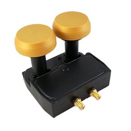 Micro Monoblock Twin New Gold Edition LNB (Premium Gold Connections, Full HD, 3Dready, 0.1 dB) Black, Gold