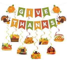 Thanksgiving Banner Spiral, 17 Pieces Thanksgiving Decoration Set, Thanksgiving Party Hanging Swirl Thanksgiving Hanging Swirl & Autumn Party Banner for Thanksgiving Party Autumn Theme Party