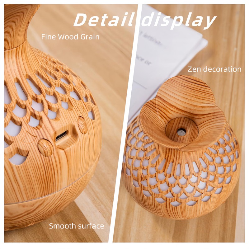 YONGYUN Bedroom Humidifier Colorful Night Light Flower Wood Grain Humidifier