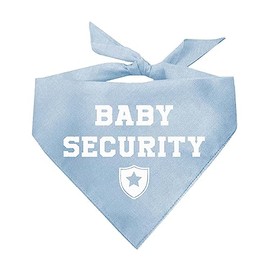 Baby Security with Badge Dog Bandana | 100% Cotton Adjustable Triangle | Made in USA | New Baby | Pregnancy Announcement Photoshoot Prop | Gender Reveal Colors | Baby Blue One Size (670)