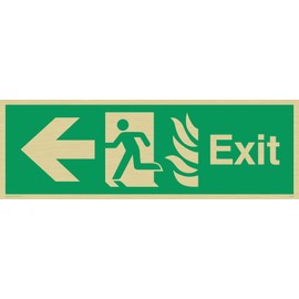 Viking Schilder sg688-l31-g Fire "EXIT, Arrow Left, Rigid Gold Plastic, 100 mm H x 300 mm W