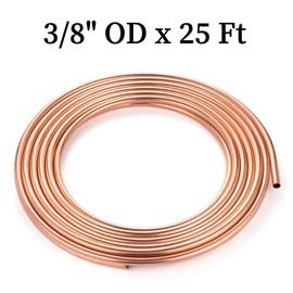 GOORY Copper Tubing 3/8" OD x 0.328" ID x 25 Ft - 99.9% C12200 Pure ACR Tube - ASTM B280 Refrigeration T2 Copper Tube Soft Coil - Round Seamless Tubing for Refrigerator HVAC System Industry DIY