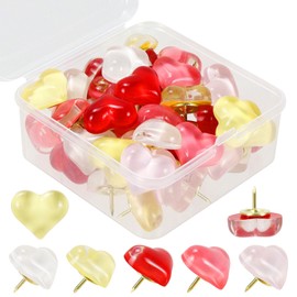 50 Pack Clear Love Decorative Push Pins, Thumb Tacks for Bulletin Board Decor, Cute Push Pins for Corkboard, Photo Wall, Feature Wall, Map, Bulletin Board, Office or Home