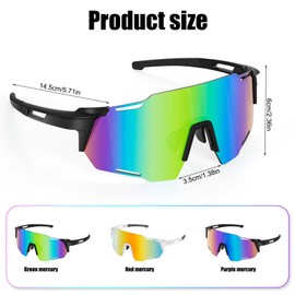 Hyunlai Polarised Sunglasses, Pack of 3 Sports Cycling Glasses, Quick Glasses with UV Protection, Quick Sunglasses for Men and Women, Cycling Glasses for Outdoor Activities, Fishing, Driving, Travel