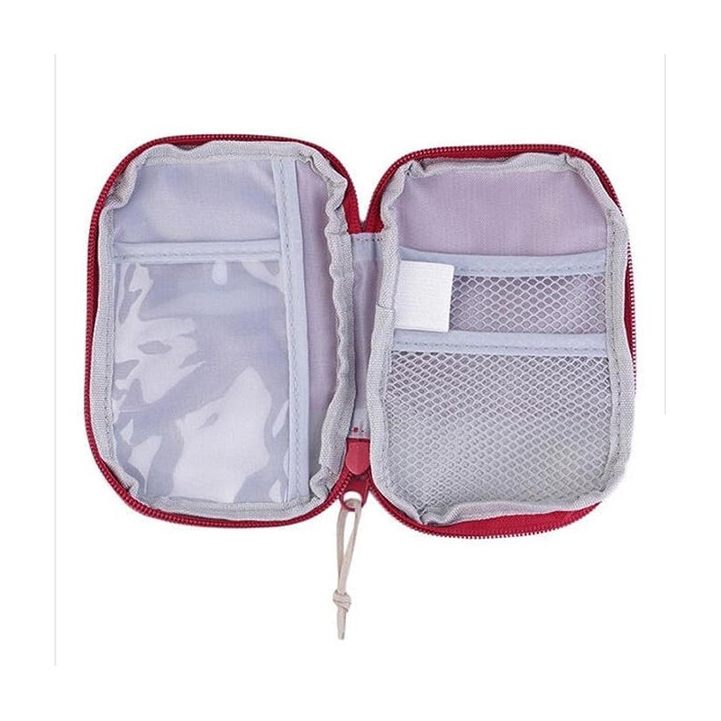 Red Portable Mini First Aid Pouch,Outdoor Camping Home Survival First