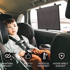 yaaduo Car Sun Shade Side Window, Retractable Car Roller Shades for Side Window Blocks Harmful Sun Glare and Heat