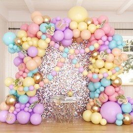 Pastel Rainbow Balloons Garland Arch Kit, 162pcs Different Sizes Pastel Latex Balloons for Engagement Wedding Baby Shower Birthday Easter Unicorn Theme Party Decorations