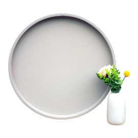 Galopgen 20-inch Round Ottoman Serving Tray - Textured PU Leather Coffee Table Decor, Waterproof Heat-Resistant Large Organizer for Home, Office, Bed & Party Essentials (Tranquil Beige, 20in)