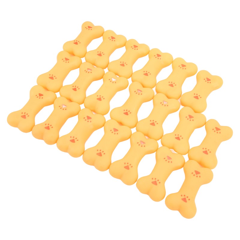 20pcs Rubber Dog Squeaky Bone Toy Teeth Cleaning Dog Bone