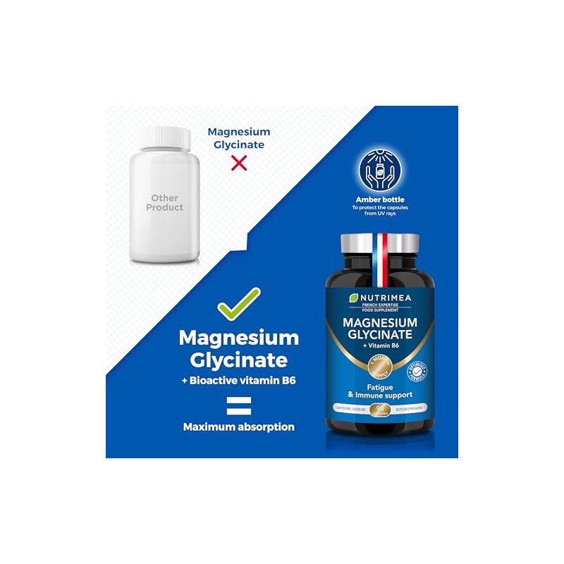 Nutrimea - Magnesium Glycinate Supplements 300mg - Vitamin B6-90 Capsules