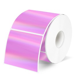 YEGAWEN 2" x 2" Square Thermal Labels Stickers, Holographic Thermal Stickers Labels, Self-Adhesive Glitter Direct Thermal Labels for Small Business, DIY Design- Holographic Pink