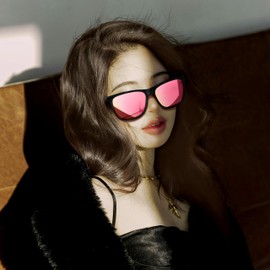 KANASTAL Sunglasses Mirrored Men and Women Pink Lenses UV400 Protection Rectangle Retro Unisex Classic Driving Glasses for Travel Hiking and Everyday Use