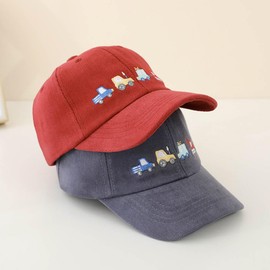 KABAKE 2 Pack Kids Baseball Caps Tractor Embroidery Cars & Transportation Hats Washed Cotton Adjustable Summer Trucker Hats for Boys Girls 2-8