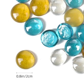 VIOCIWUO Flat Glass Marble 1LB, 100PCS Mixed Color Glass Gems Pebbles for Floral Arrangements Vases Flat Bottom Gems Aquarium Fish Tank Pebbles Vase Filler Decor(Transparent, Blue, Yellow)
