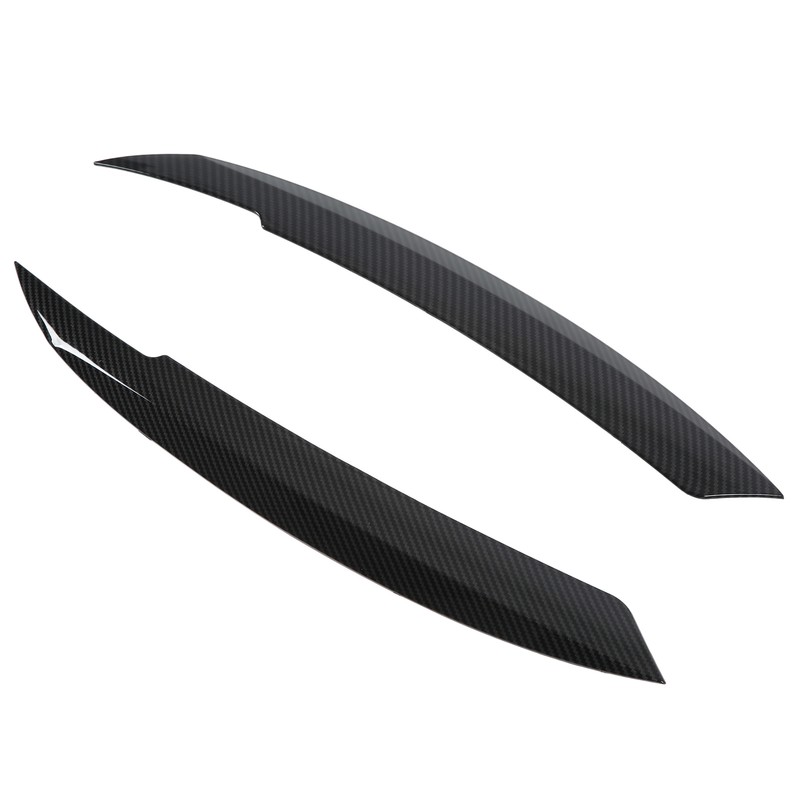 2PCS Car Headlight Eyebrows Carbon Fiber Style Left Right Replacement