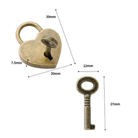 FRUHLING Pack of 2 Padlock with Key Heart Lock Mini Vintage Love Lock Suitcase Lock Small Keyed Alike for Suitcases Luggage Lockers Diary Jewellery Boxes