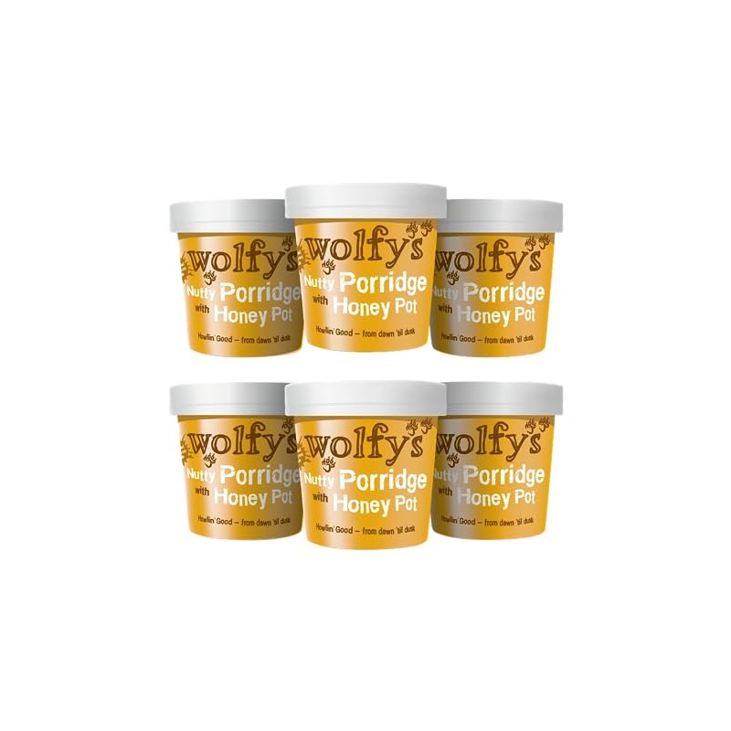 Wolfy's Nutty Porridge with Honey Pot, 6 x 90g