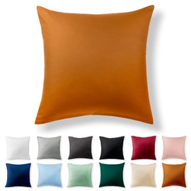 Alreya Renforcé Pillowcase, 100% Cotton, Super Soft Pillowcase with YKK Zip, Pillow Slip Only, 80 x 80 cm, Cinnamon Brown