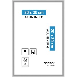 accent by nielsen Bilderrahmen, 20 x 30 cm, Aluminium, Silber matt, Fotorahmen zum Auftstellen und Aufhängen im Hoch- & Querformat, Echtglas, Accent