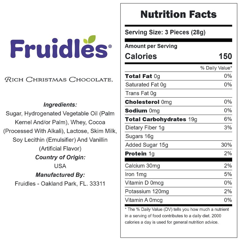 Fruidles Rich Christmas Chocolate Presents Squares Design, Smooth & Creamy