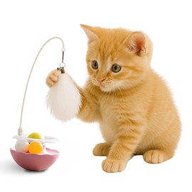 Modern neco 360° Kurukuru Cat Teaser, Eliminates Lack of Exercise, Answering Machine, Toy, Agatabi Ball (Pink)