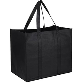 Luxiremi 2 Pcs Black Reusable Grocery Bags Shopping Bag Tote Bag with Handles Foldable Washable Stands Upright Reinforced Bag with Handle-Hold Extra Large & Durable for Daily Life, Picnic, Camping.