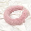 Yonchic Faux Fur Headband, Soft Headbands for Women Girl, Non-Slip Fashion Hairbands Hair Accessories (Pink)