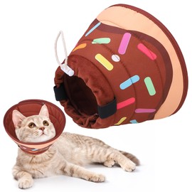 KOOLTAIL Cat Cone Collar Soft, Adjustable Cat Cones to Stop Licking, Foldable Donut Water Resistant Cat Recovery Neck E Collar After Surgery, Kitten Elizabethan Collar for Small to Large Cats, Brown L