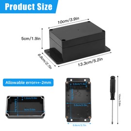 QLOUNI Pack of 2 Surface-Mounted Junction Box IP65 Waterproof 100 x 68 x 50 mm ABS Junction Box Electrical Project Box with Fixed Ear Junction Box Housing Junction Box Electrical Connection Box