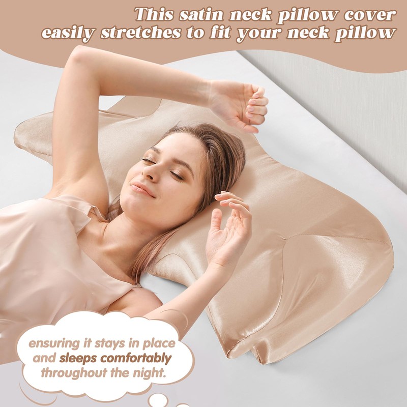 P Pothuiny 2 Pcs Satin Pillowcase for Cervical Pillow, Smooth