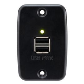 RecPro RV Black Dual USB Charger Outlet | 2 Wire | 5V | 2.4 Amp | LED