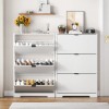 Fluted Shoe Cabinet Storage for Entryway with 3 Flip Drawers