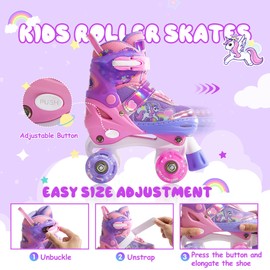 METROLLER Kids Roller Skates Girls Ages 4-6 5-8 8-12 Adjustable Toddler Roller Skates Shining Wheels Little Unicorn Sports Outdoors