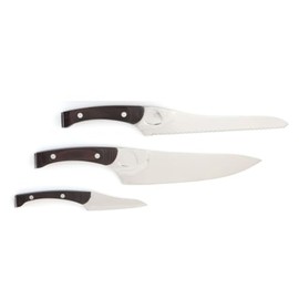 Knork Pakkwood Cutlery Chef Knife, 3 Knives Starter Set, Silver