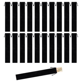 Klmnop 20 Pcs Folding Hand Fan Velvet Drawstring Bag, Compact Clack Fan Storage Bag for Folding Hand Fans, Gift Wrap Pouch Sleeves & Collector Case for Line Dancing Wedding Bridal Showerg(3.15×14.96inch, Black)