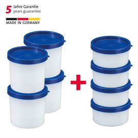 Westmark 258422E6 8 Herb/Freezer Containers with Lid Capacity 4 x 100 ml 4 x 200 ml Stackable Plastic Trio Transparent Blue