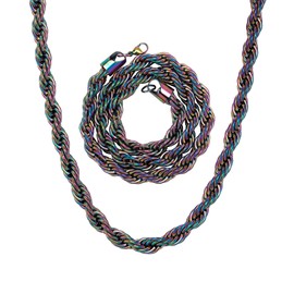 TOPGRILLZ 10MM Rope Chain Necklace Stainless Steel Colorful Twist Chain Necklace For Men Women-22inch