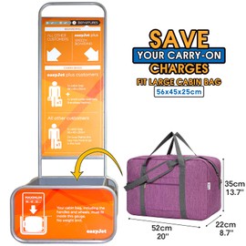 Narwey Hand Luggage Bag for Airplane Foldable Travel Bag Women's Weekender Bag Sports Bag Women Men Hand Luggage Suitcase Large, Dark purple