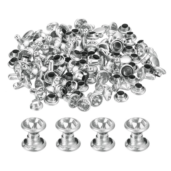 uxcell 60 Sets Rhinestone Rivets, 5mm Leather Rivets Crystal Rivets
