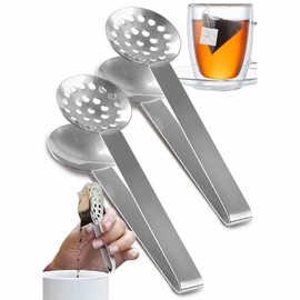 Stainless Steel Tea Bag Squeezer Tongs, 2-Pack - Effective Tea Tool for Easy Extraction, Strainer and Solid Parts, Ideal for Loose Leaf and Bagged Tea, No More Burned Fingers, Perfect Gadget