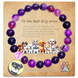 SODLYUE Dog Mom Gifts for Women, Amethyst Dog Mom Bracelets, Dog Gifts for Dog Lovers with Message Card for Birthday Christmas Valentines Day Mothers Day,Saint Bernard, Stone, no gemstone
