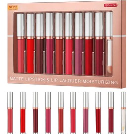 10 Colores Lápiz Labial, Maquillaje de Larga Duración, Hidratante, Brillo de Labios, Resistente al Agua, Antiadherente, Resistente al Color y Acabado Mate, Set de Maquillaje para Mujer (02)