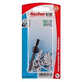 Fischer 30178 GK WH K Plasterboard Fixing with Round Hook - Multi-Colour (5-Piece)