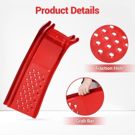 9" Lift Solid Steel Car Ramp 8000 Lbs Capacity, 2000 Lbs Per Ramps, Heavy Duty Truck Ramps for Car Repair or Vehicle Maintenance, 2 Pack Car Ramps, Red