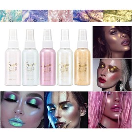 PAQIMAN Body Glitter Spray, Perfect Body Liquid Luminizer Illuminator for Hair and Body Glitter Spray。(Pink)